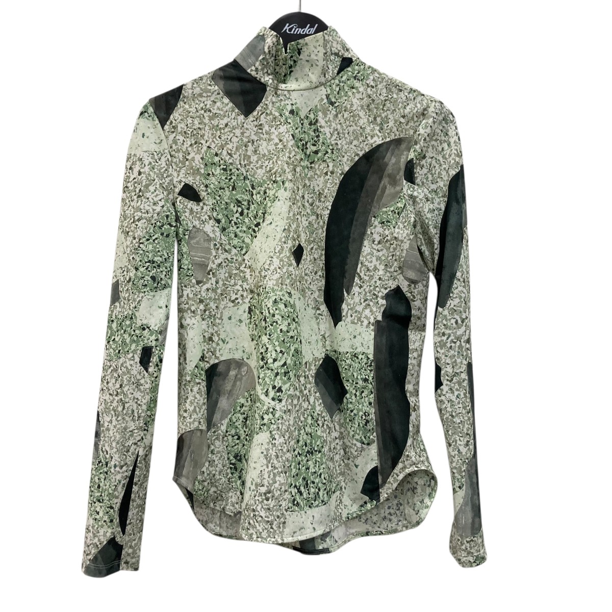 【中古】mame kurogouchi25SS Marble Print Jersey High Neck Top 長袖カットソー MM25FWJS076 グリーン サイズ:2【価格見直し】|ブランド古着のカインドオル