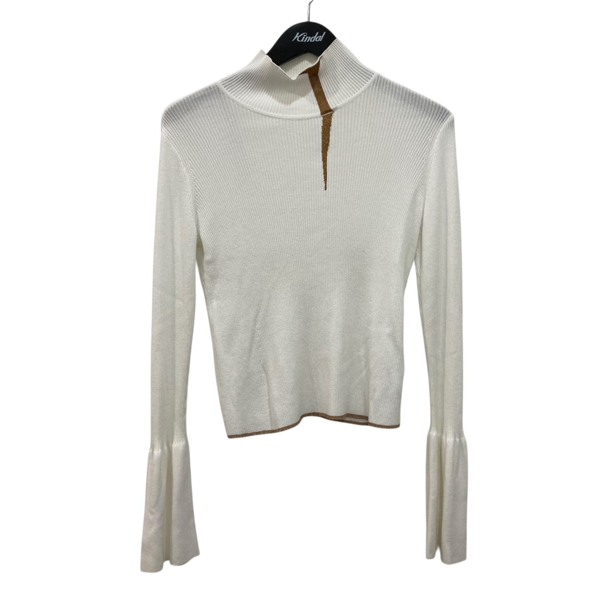 【中古】mame kurogouchi Kintsugi High Neck Knitted Top 長袖ニットトップス MM24FWKN515 白いこと 大きさ：1 【010526】（マメクロゴウチ）