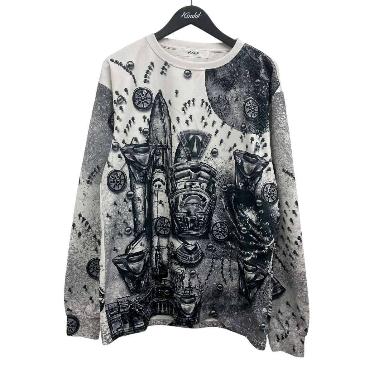 【中古】TOZAOU　Betman Long Sleeve プリントカットソー ホワイト&times;ブラック サイズ：M 【010526】（トザオウ）｜ブランド古着のカインドオル