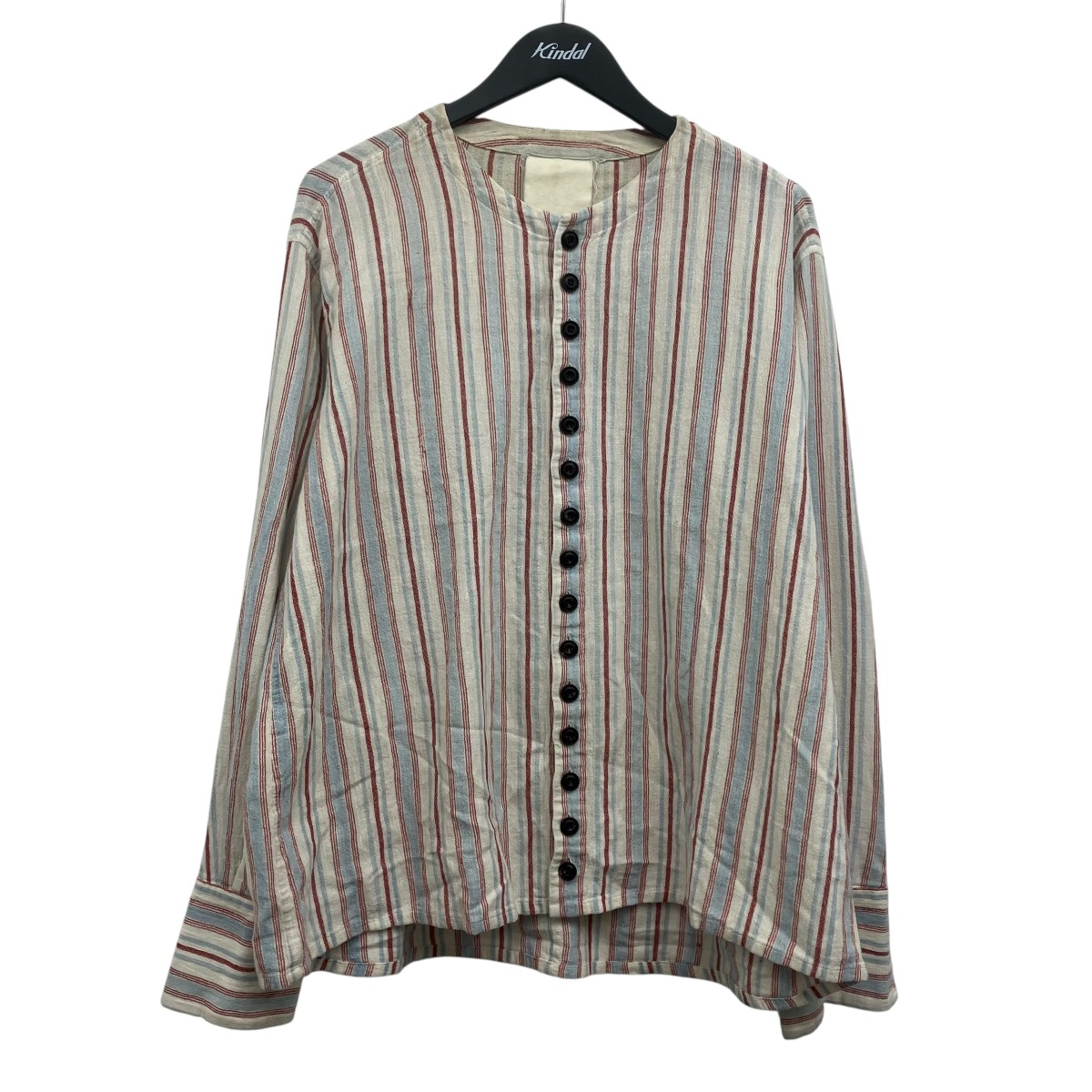 【中古】JOHN ALEXANDER SKELTON マルチボタンストライプシャツ 象牙色 大きさ：- 【010526】（ジョンアレキサンダースケルトン）
