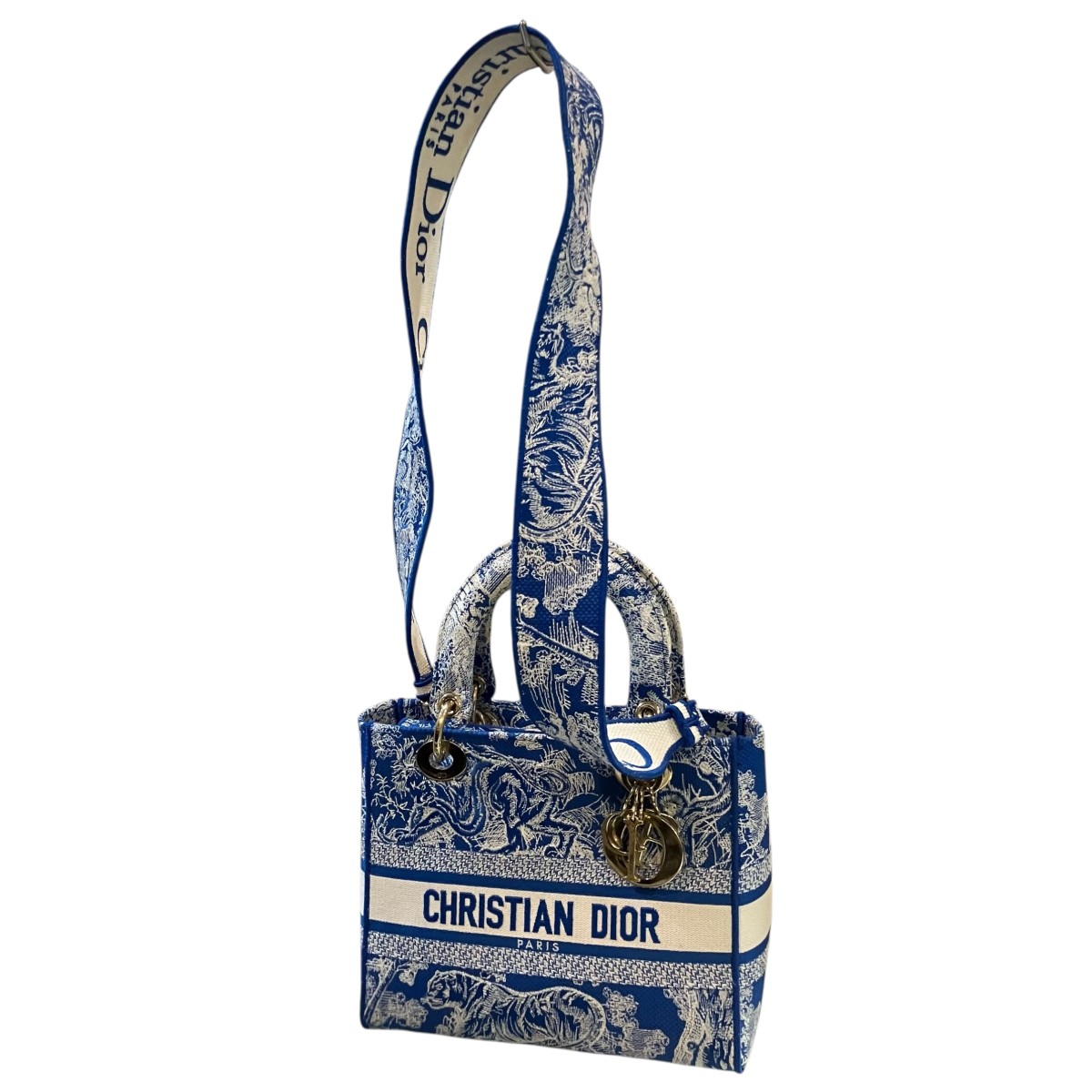 【中古】DIOR 「Lady D-Lite」 小母さんD点火装置 2WAYハンドバック 青色×白いこと 【020526】（クリスチャンディオール）