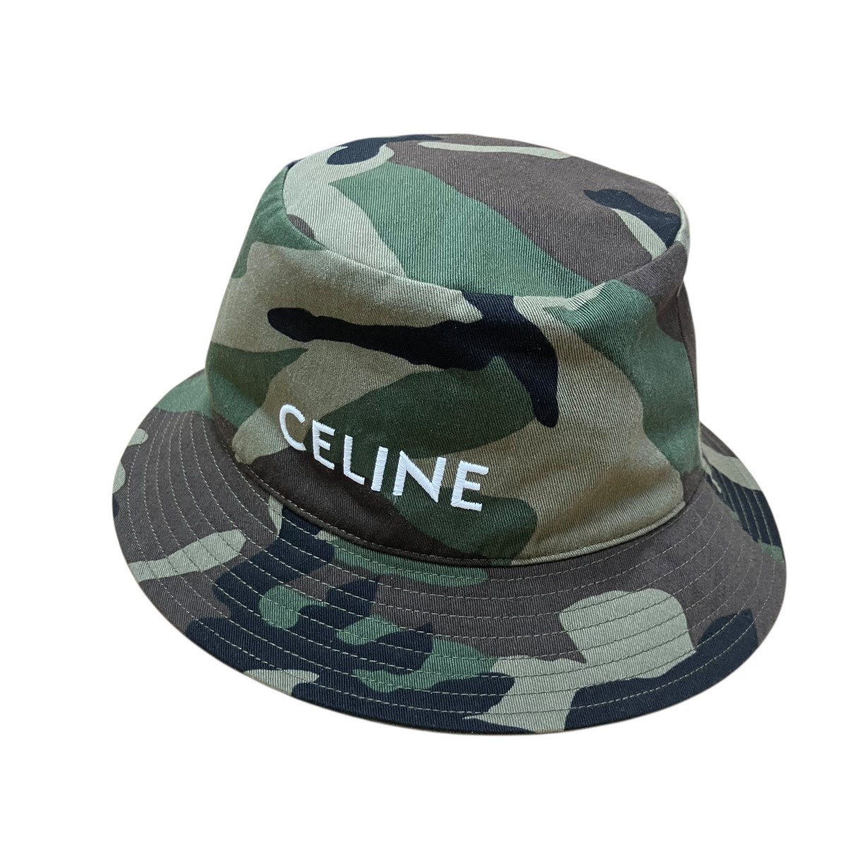 【中古】CELINE 家鴨フラ 井戸釣瓶かぶり笠 カーキ 大きさ：S 【010526】（セリーヌ）