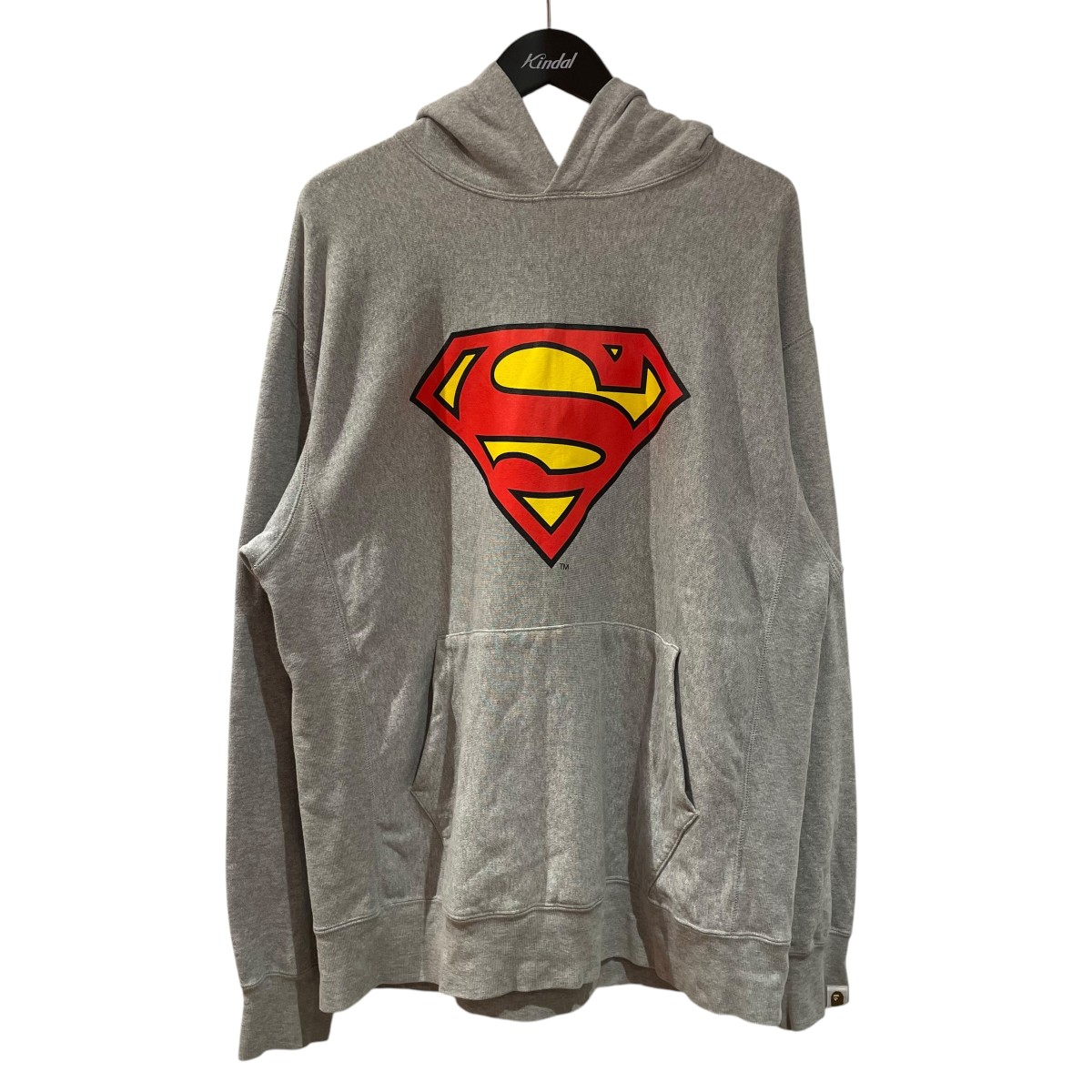 【中古】A BATHING APE×DC COMICS ティーシャツパーカー 薄墨色 大きさ：L 【010526】（アベイシングエイプ）