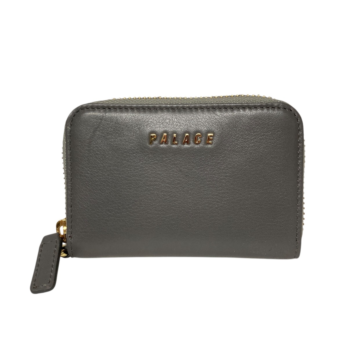 【中古】PALACE LEATHER ZIP WALLET ラウンドジップ ウォレット 薄墨色 【020526】（九重の天）