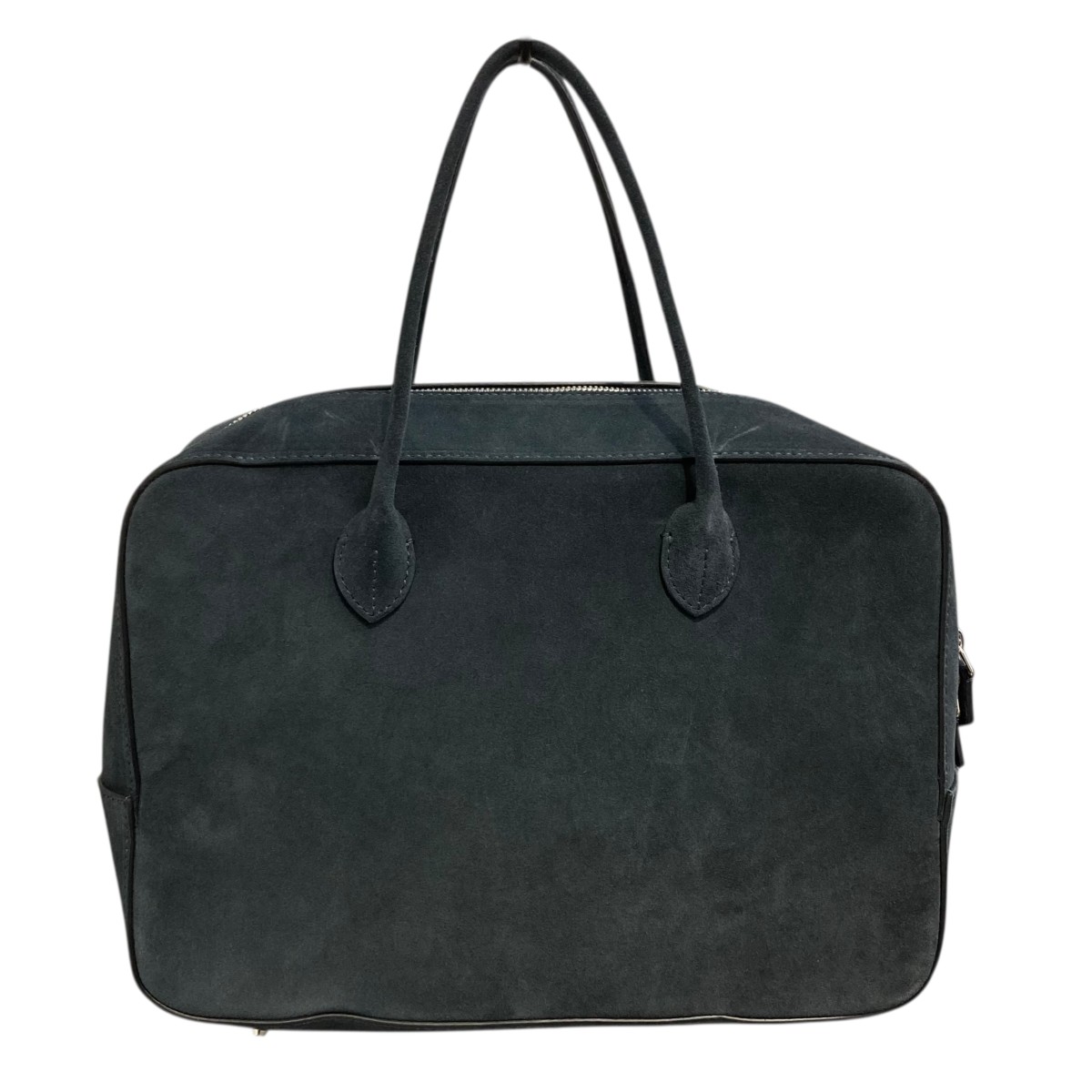 【中古】MAISON CANAU BOX BOSTON L SUEDE 理髪師佐藤佳菜子別注真似形 スウェードハンドバッグ 米国海軍 【020526】（棲み家 カナウ）
