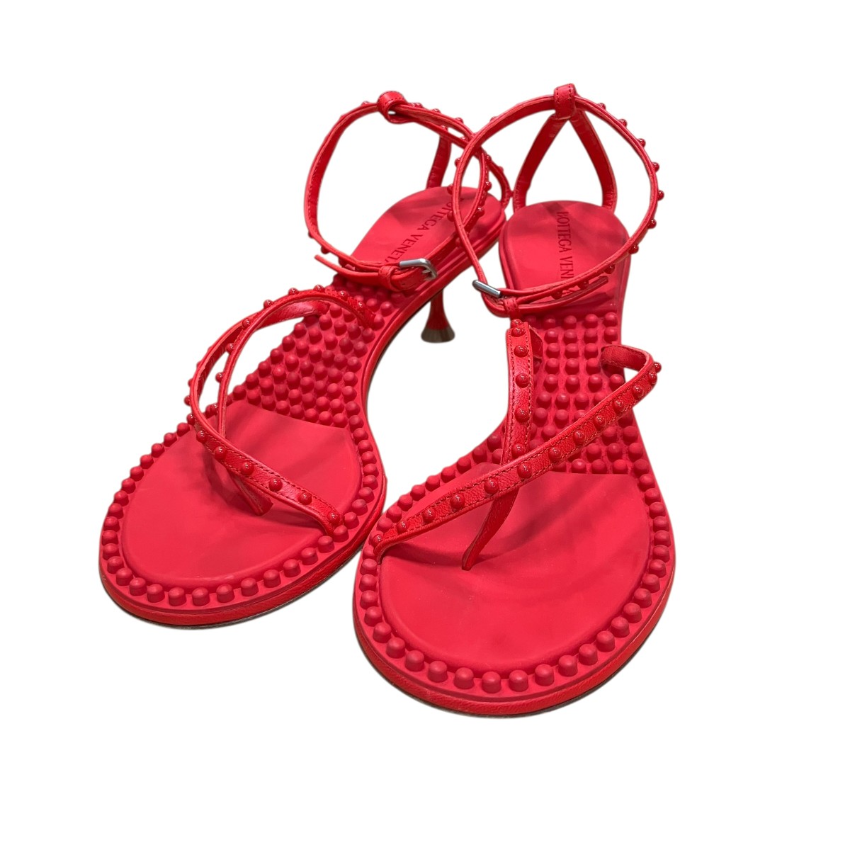 【中古】BOTTEGA VENETA] レースアップサンダル 赤いこと 大きさ：35 【020526】（ボッテガヴェネタ）