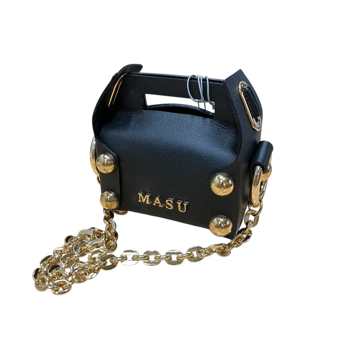 【中古】MASU レザーケーキバッグ 黒いこと×ゴールド 大きさ：- 【020526】（エムエーエスユー）