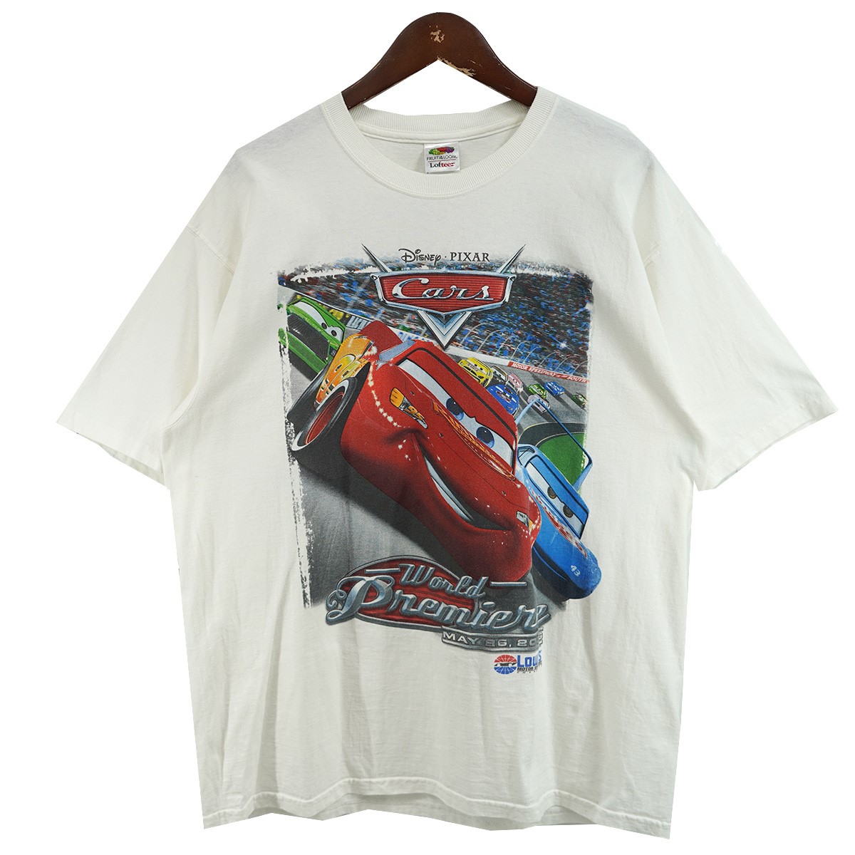 【中古】VINTAGE 06s Disney PIXAR Cars Promo Lightning McQueen Vintage Race T-Shirt Tee ウォルトディズニー ピクサー カーズ 第八芸術 第八芸術 プルオーバー 白いこと 大きさ：XL 【010526】（ヴィンテージ）
