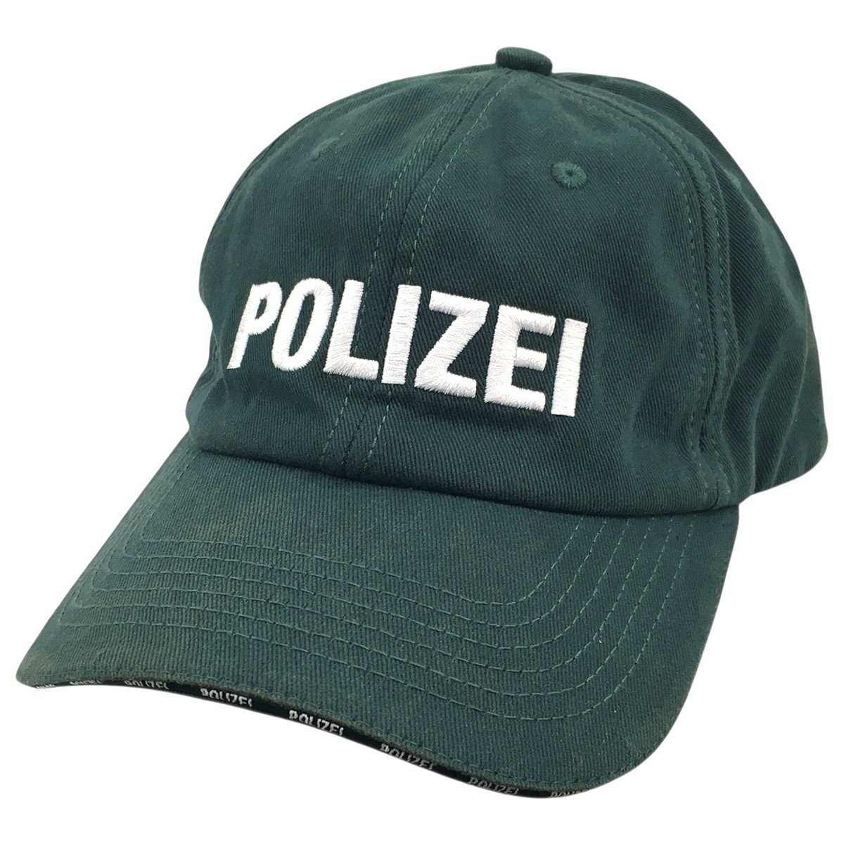 【中古】VETEMENTS POLIZEI CAP ロゴタイプ 刺しゅう 旗がしら 鳥打ち帽 緑であること 【010526】（ヴェトモン）