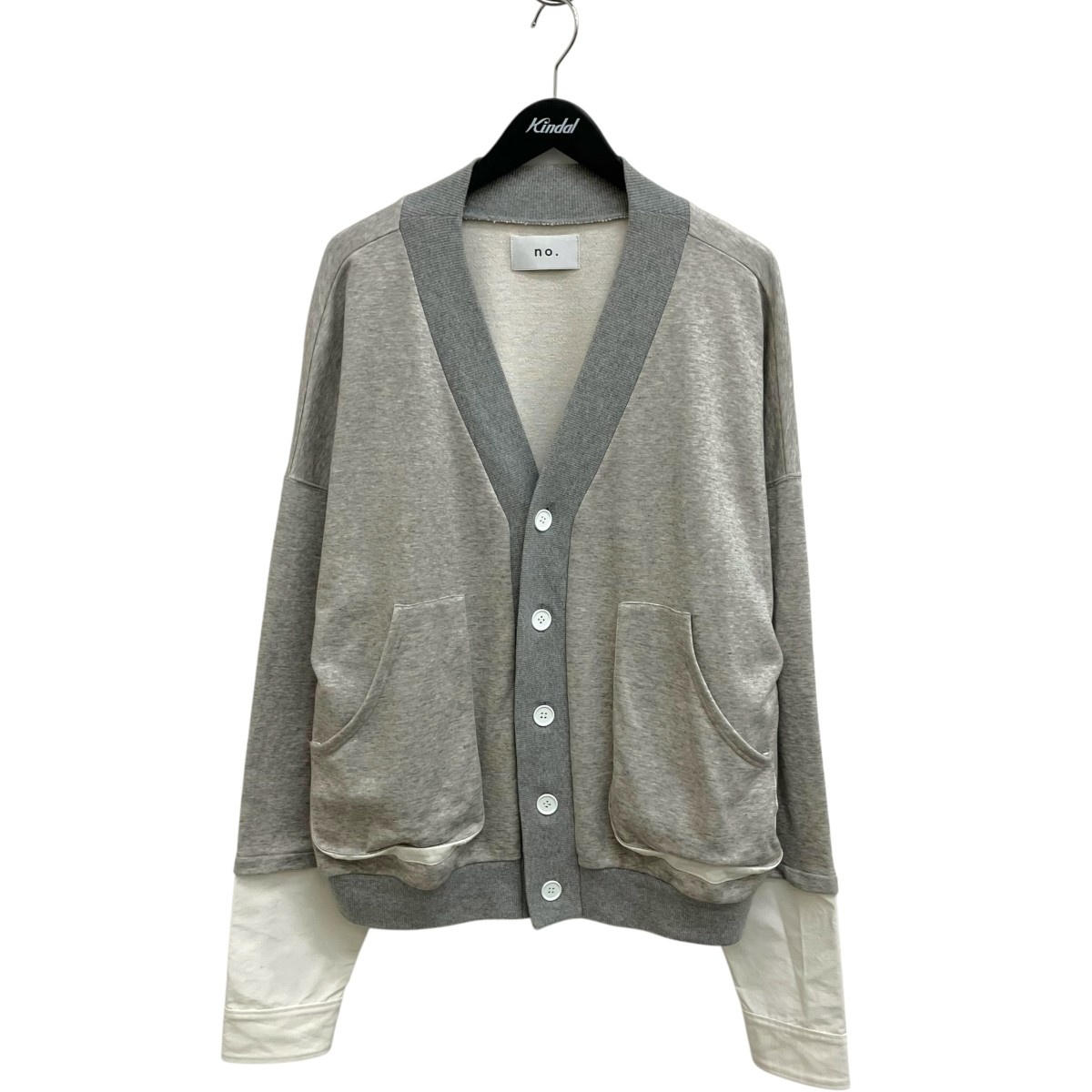【中古】no． LAYERED SWITCH CARDIGAN ジレー 22-SS-SW-04 薄墨色×白いこと 大きさ：2 【030526】（携帯電話）