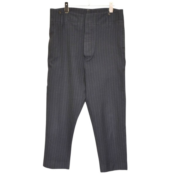 【中古】Hed Mayner×URBAN RESEARCH 2018AW ウールストライプスラックス スラックスズボン下 HMP206-UM84 米国海軍 大いさ：40 【020526】（ヘドメイナー×アーバンリサーチ）