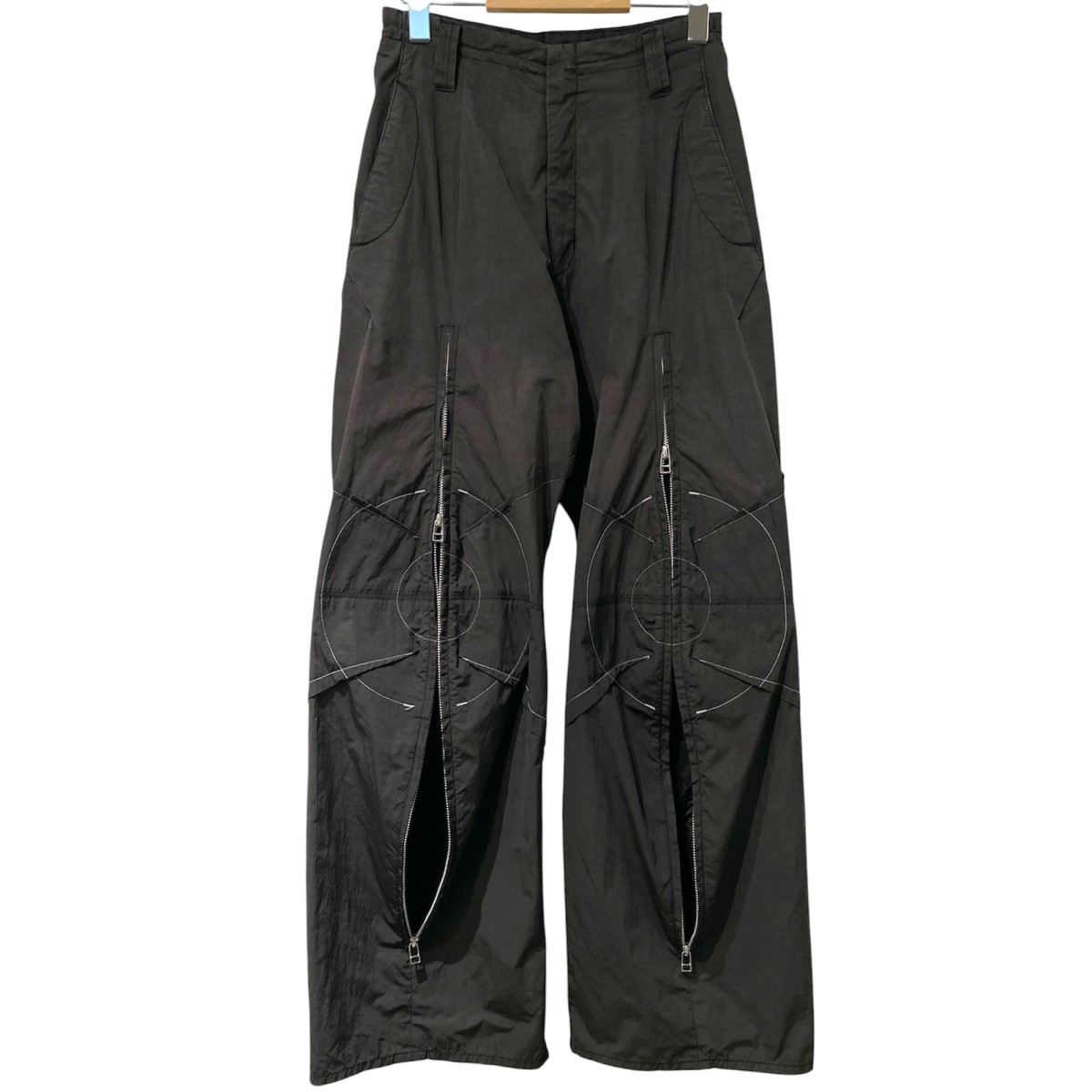 【中古】YOHEI OHNO 23SS Padded Cargo Trousers膝中綿パッドZIPカーゴパンツ 薄墨色黒いこと 大きさ：36(～66珊) 【020526】（ヨウヘイオオノ）