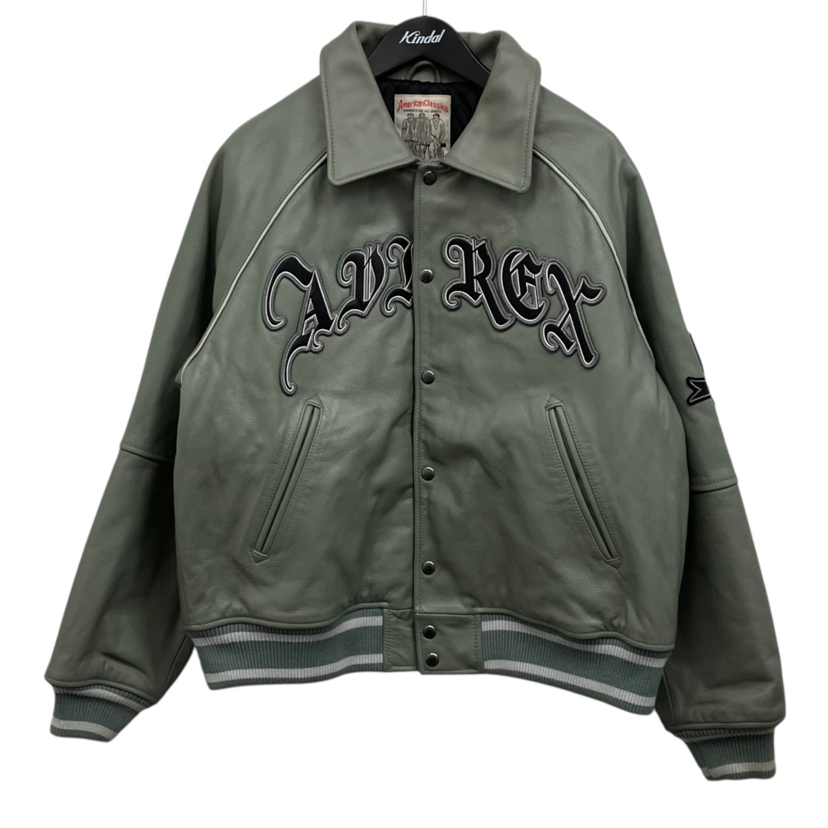【中古】PALACE×AVIREX PALACE AVIREX LEATHER JACKET レザージャケット グレー サイズ：M 【030526】（パレス×アビレックス）