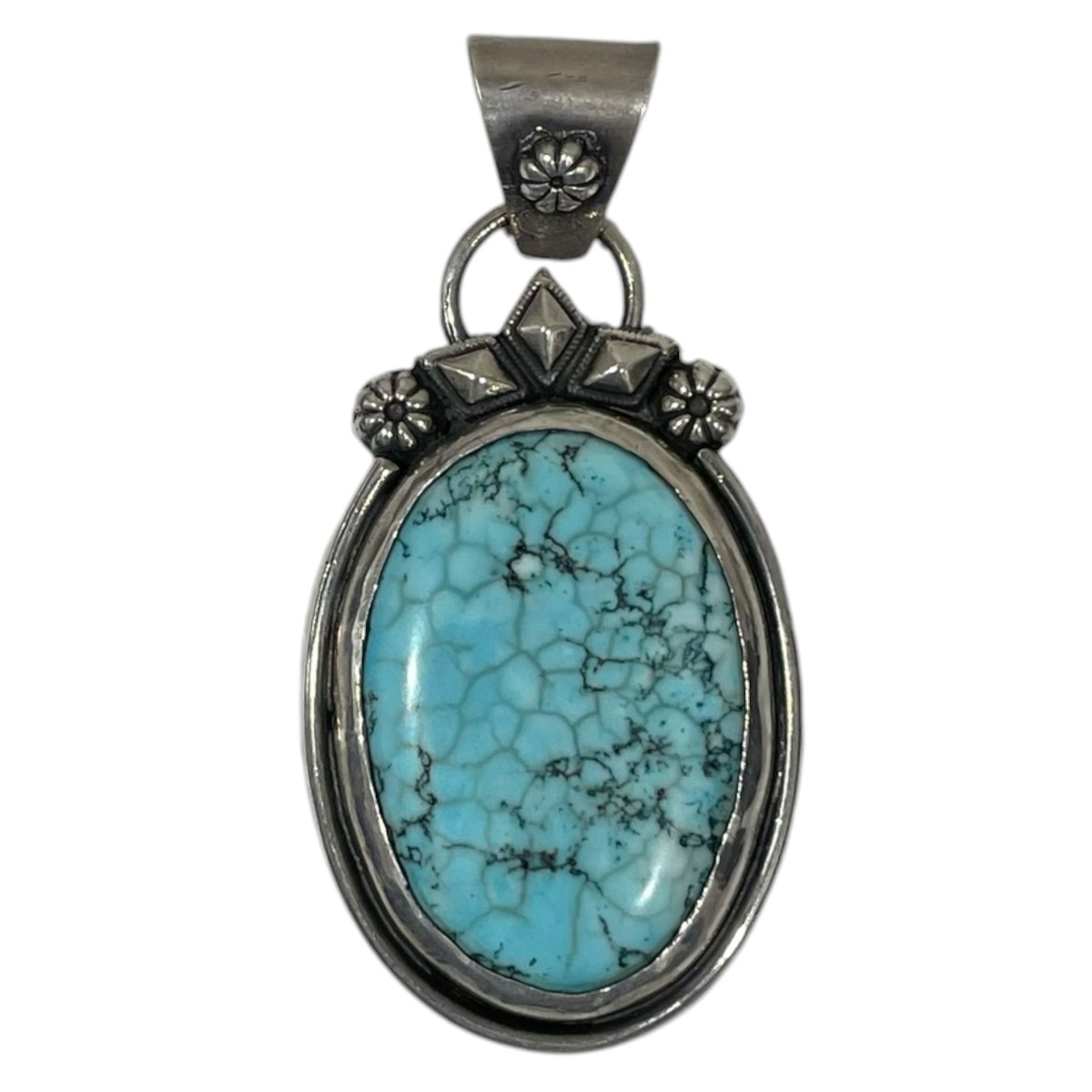 【中古】北米インディアン宝飾品 シャンデリヤとっ始め JB NAVAJO ナバホー族 シルバー・ターコイズ 【030526】（北米インディアン宝飾品）