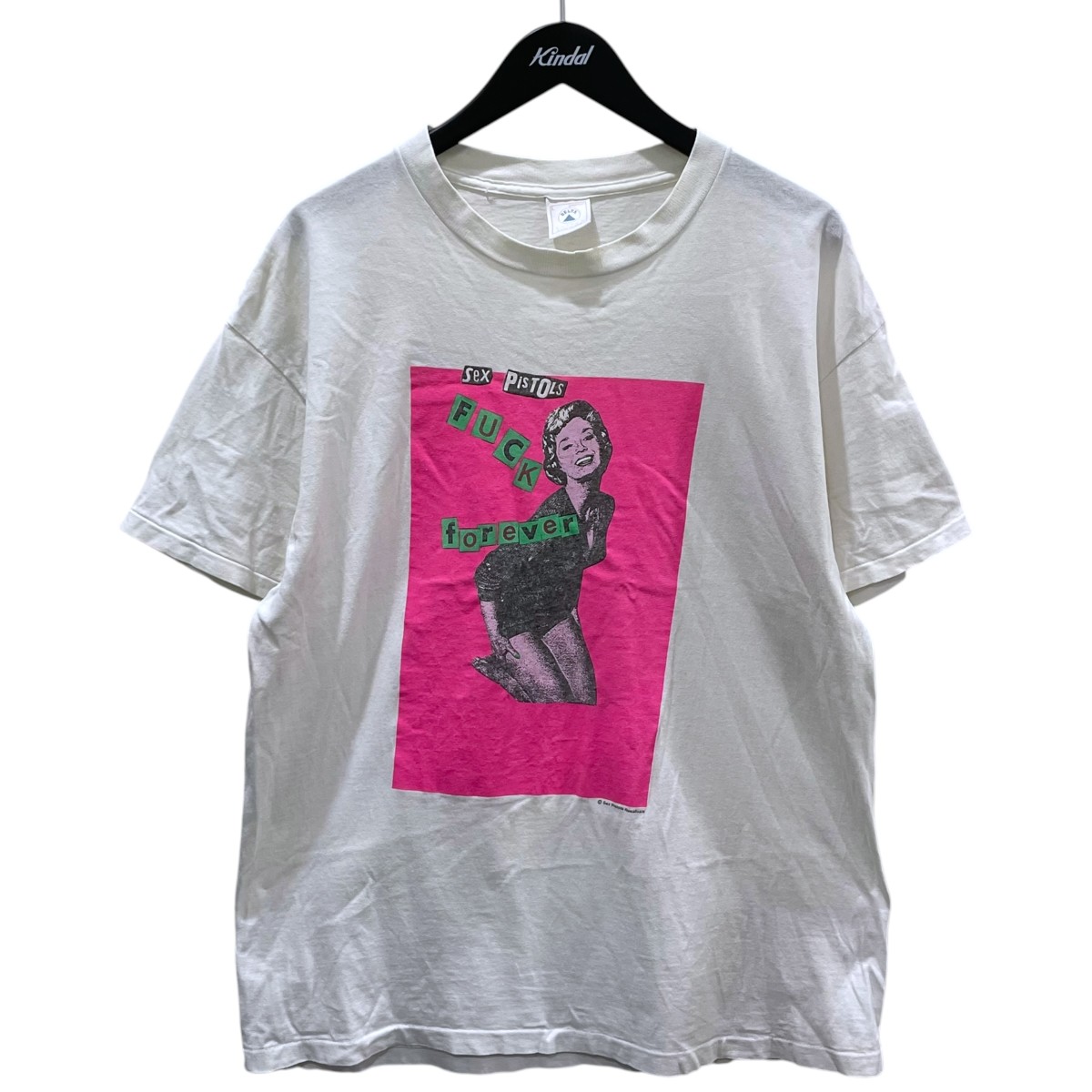 【中古】VINTAGE 90s 刷り上げるプルオーバー SEX PISTOLS セックスピストルズ FUCK Forever 白いこと・サクラ色 大きさ：L 【030526】（ヴィンテージ）