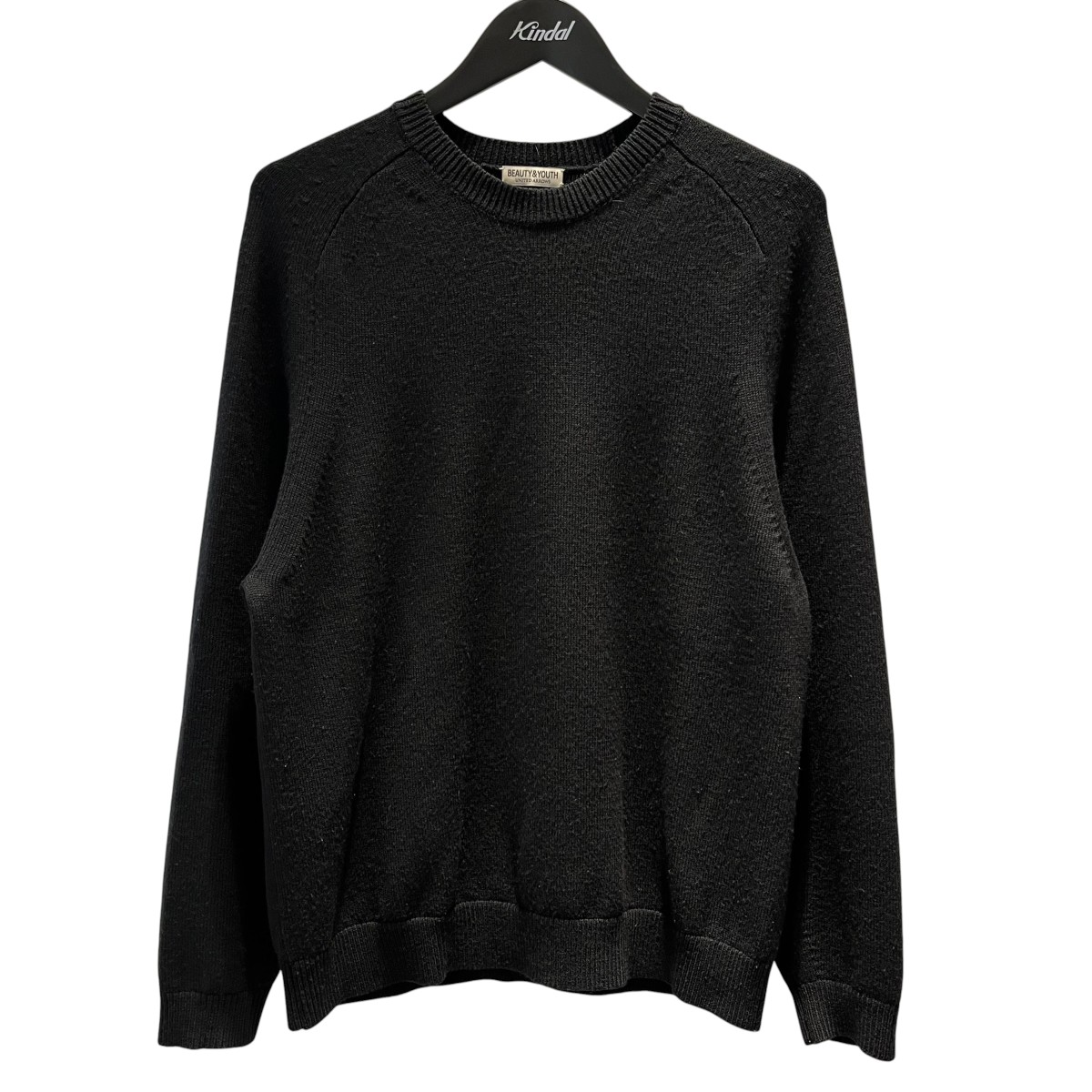 【中古】BEAUTY＆YOUTH 7ｹﾞｰｼﾞ ﾌｧｲﾝ MRN ｸﾙｰﾈｯｸ ﾆｯﾄ クルーネックニット 1213-1-000022 黒いこと 大きさ：M 【030526】（ビューティアンドユース）