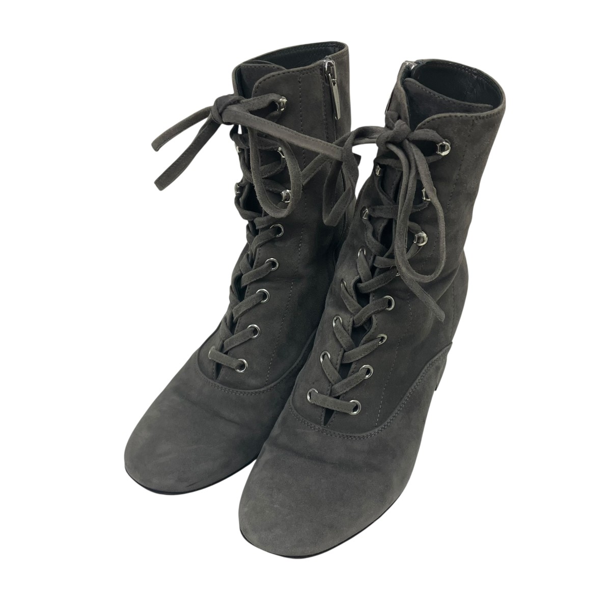 【中古】Gianvito Rossi スエードクロスブーツ 薄墨色 大きさ：37 【040526】（ジャンヴィトロッシ）