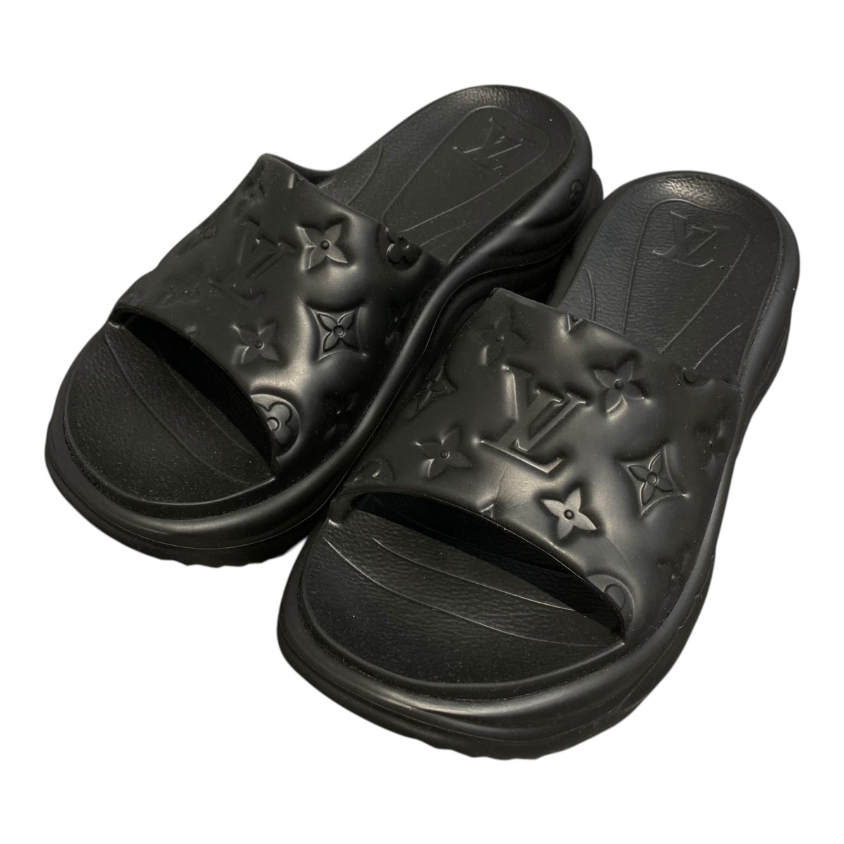 【中古】LOUIS VUITTON Pool 55 Flat Comfort Mule サンダル 黒いこと 大きさ：36(約23糎) 【040526】（ルイヴィトン）