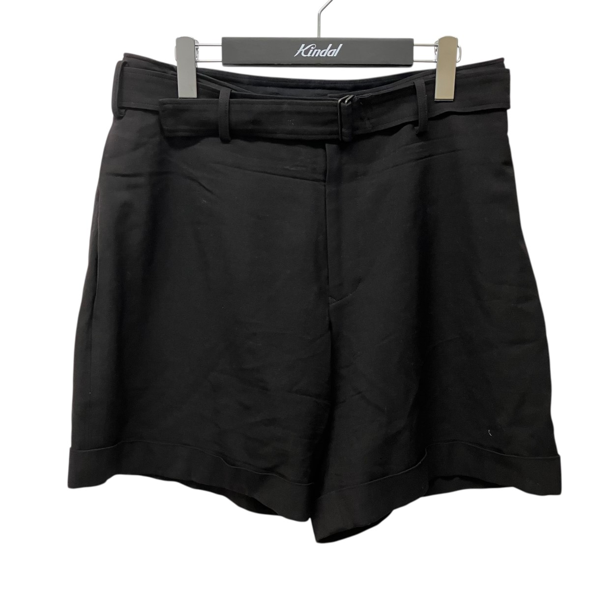 【中古】YOHJI YAMAMOTO 24AW 羊毛ギャバジン ベルトショートパンツ FO-P07-147 黒いこと 大きさ：3 【040526】（ヨウジヤマモト）