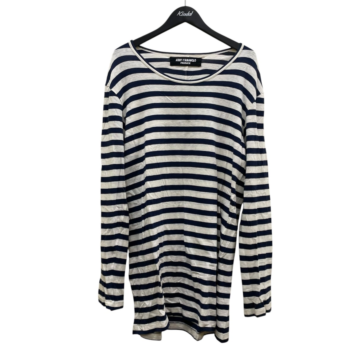 【中古】YOHJI YAMAMOTO 間借り人 綿織物 ロングスリーブカットソー 長袖プルオーバー HN-T04-075 白いこと×米国海軍 大きさ：3 【040526】（ヨウジヤマモト）