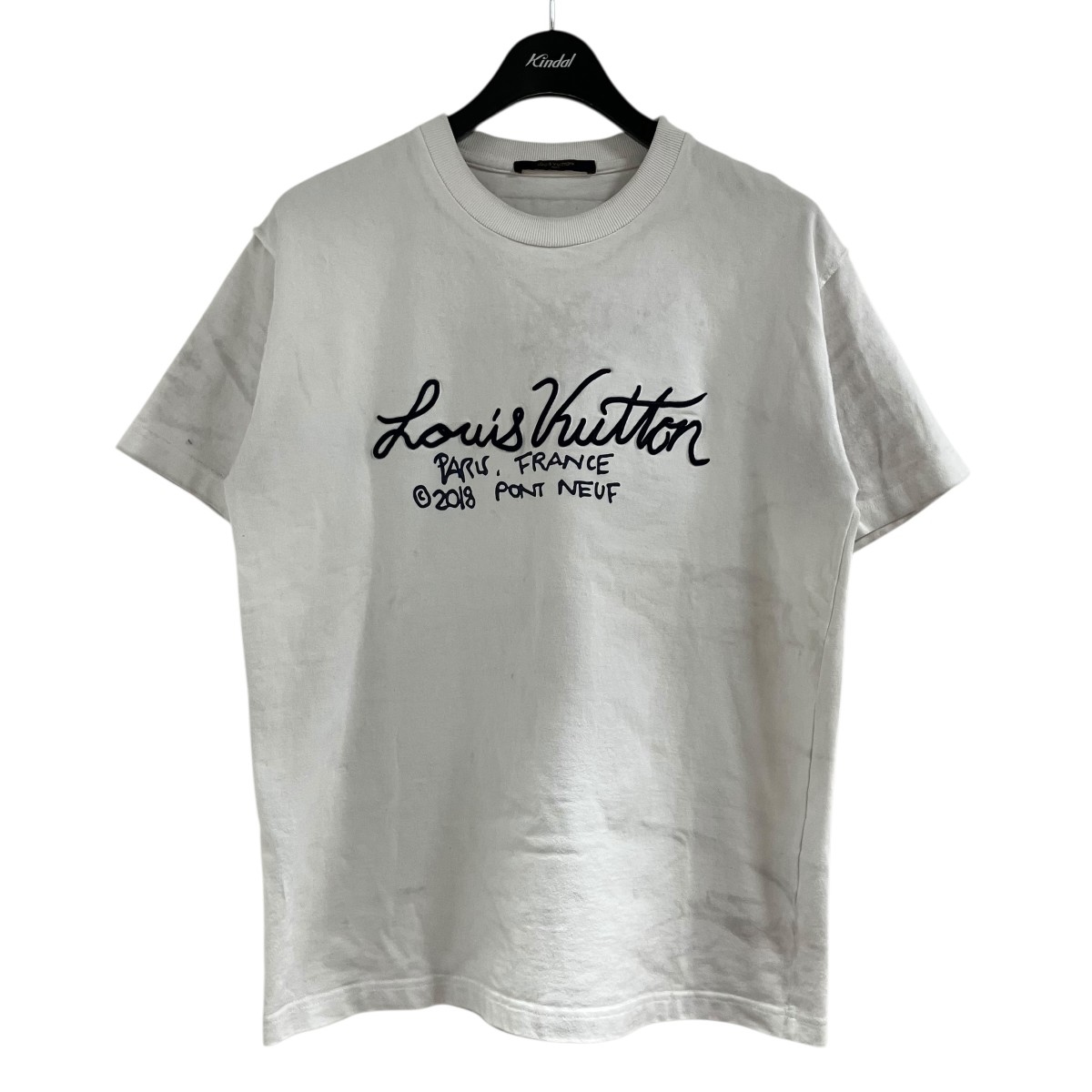 【中古】LOUIS VUITTON シグネチャープリントエンブロイダリーティーシャツ 白いこと×米国海軍 大いさ：M 【050526】（ルイヴィトン） トップス-Tシャツ・カットソー-レディースファッション