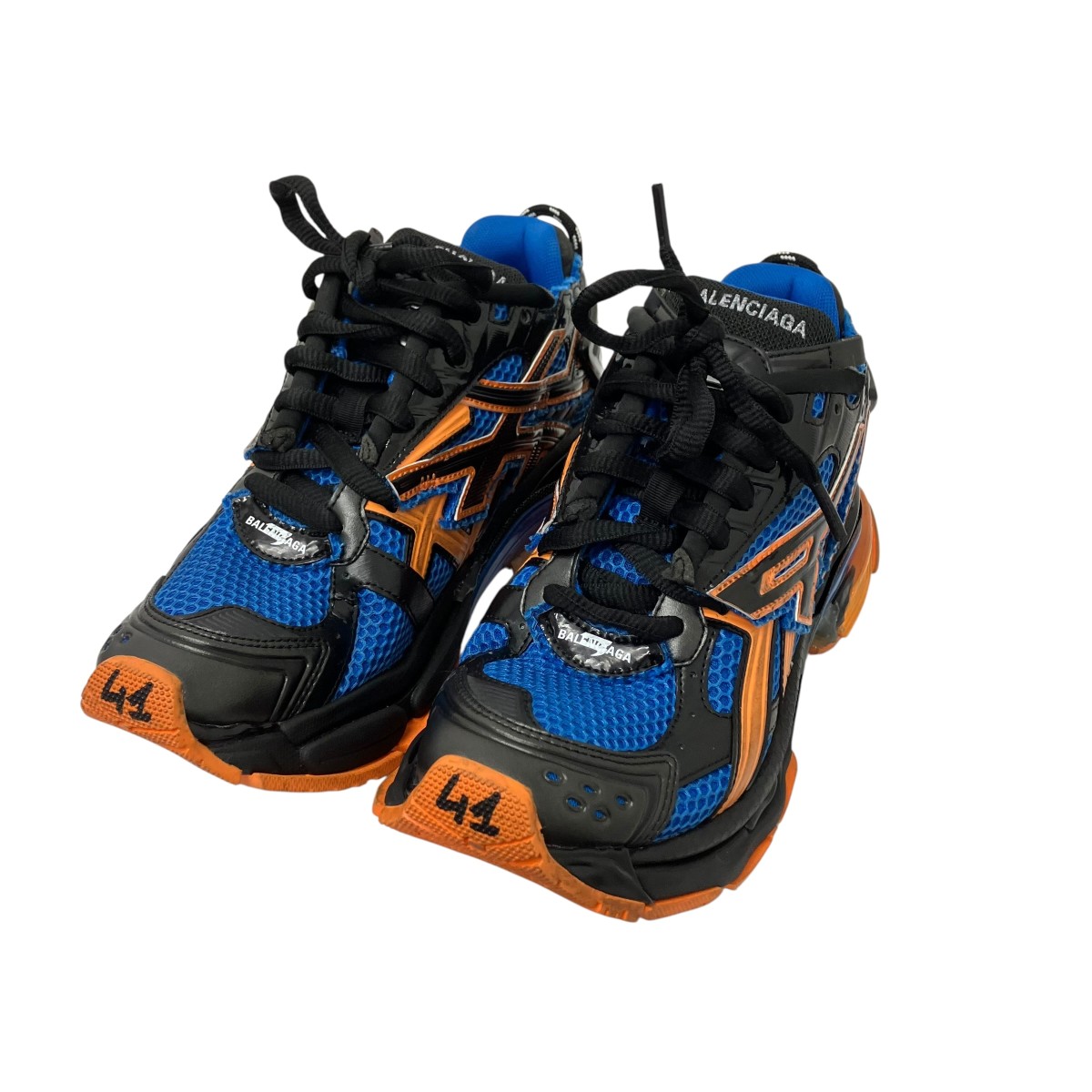 【中古】BALENCIAGA runner ローカットスニーカー 青碧×オレンジ色 大いさ：27.0 【060526】（バレンシアガ）