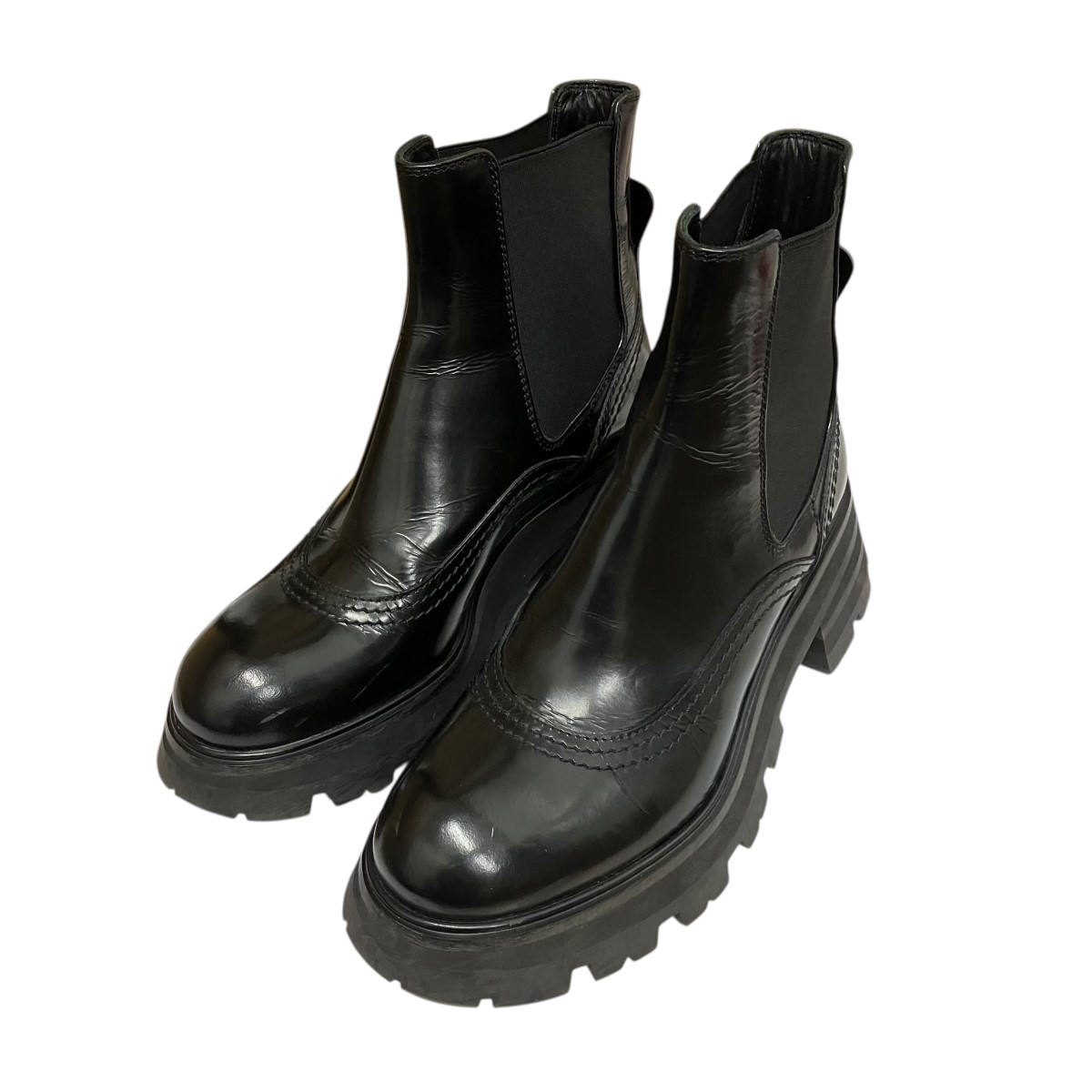 【中古】ALEXANDER McQUEEN Wander Chelsea Boots サイドゴアチェルシーブーツ B666368 黒いこと 大きさ：37 【060526】（アレキサンダーマックイーン）