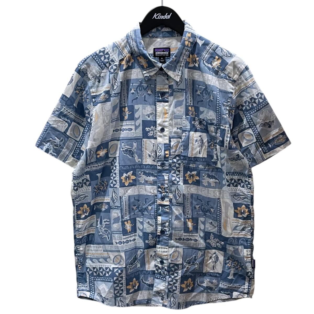 【中古】Patagonia 21SS 総柄半袖プルオーバー Go To Shirt ゴートゥシャツ 52691SP21 スカイブルー・オレンジベージュ 大きさ：M 【070526】（パタゴニア）