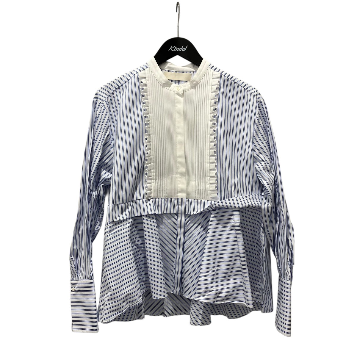 【中古】MARILYN MOONストライプ タックフリルフレアシャツ 4251-136 ホワイト&times;ブルー サイズ：Free【価格見直し】｜ブランド古着のカインドオル 11,669円