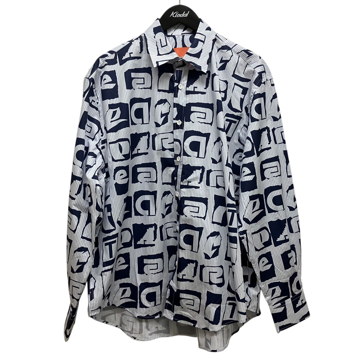 【中古】Arte Antwerp総柄長袖シャツ ホワイト&times;ネイビー サイズ：L【価格見直し】｜ブランド古着のカインドオル