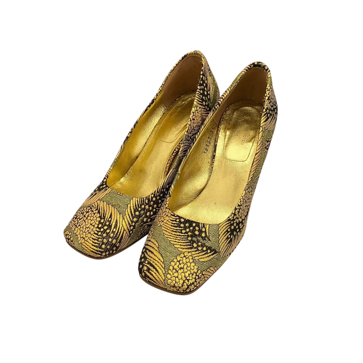 【中古】DRIES VAN NOTEN ジャガードパンプス ゴールド 大きさ：36 【070526】（ドリスヴァンノッテン）