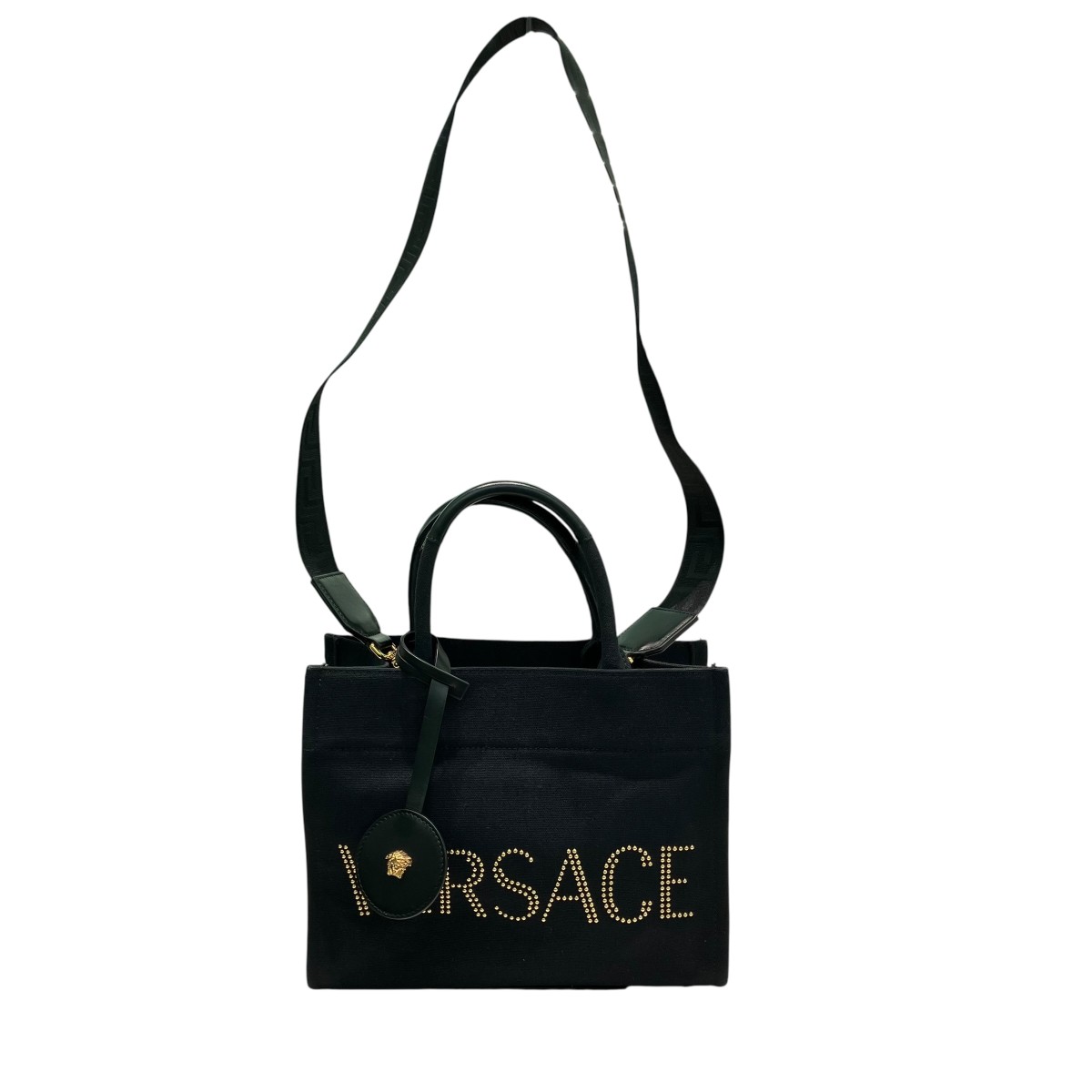 【中古】VERSACE キャンバストート 2WAY御徒面子 黒いこと 【070526】（ヴェルサーチ）