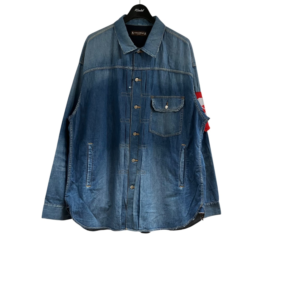 【中古】Mastermind JAPAN ロゴワッペンデニムシャツジャケット インディゴ 大きさ：L 【090526】（マスターマインドジャパン）