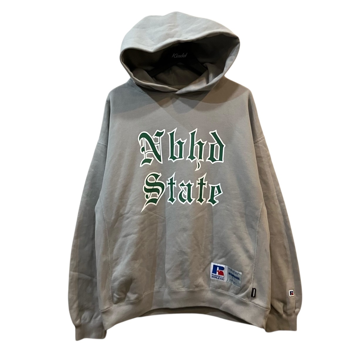 【中古】NEIGHBORHOOD×RUSSELL ATHLETIC プルオーバースウェットパーカー RC 23344NB 薄墨色×緑であること×白いこと 大いさ：L 【100526】（ネイバーフッド×ラッセルアスレティック） パーカー-トップス-メンズファッション