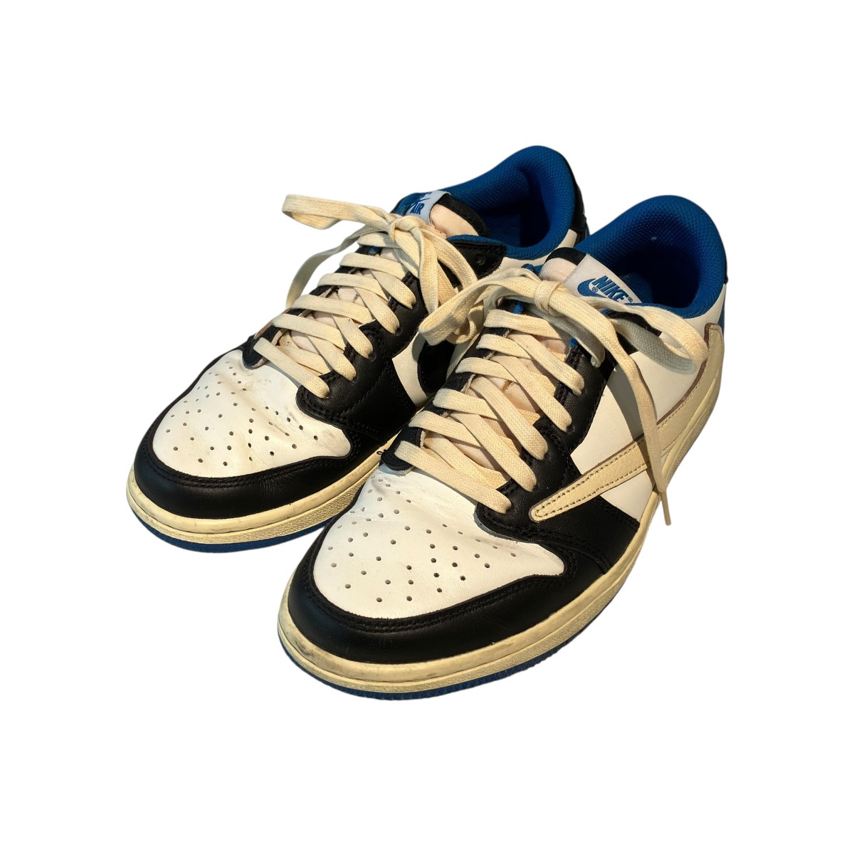 【中古】\u003cBR\u003eNIKE\u003cBR\u003eTravis Scott  fragment design Air Jordan 1 Low OG SP Military Blue ローカットスニーカー DM7866-140 黒いこと×白いこと 大きさ：25\u003cBR\u003e【通貨価値思いなおす】