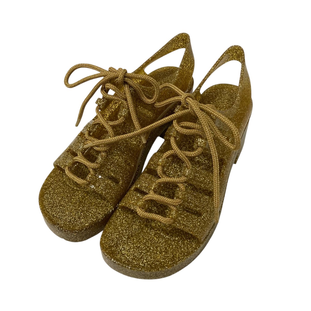 【中古】BOTTEGA VENETA GOLD JELLYLACEUP サンダル ゴールド 【100526】（ボッテガヴェネタ）
