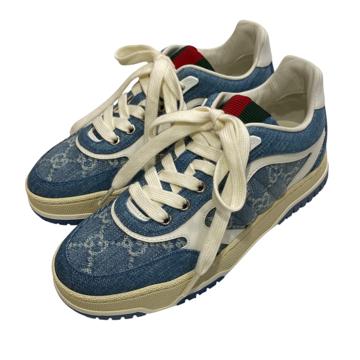 【中古】GUCCI リウェブ GGジーンズスニーカー 838831 米国海軍 大きさ：35 【090526】（グッチ）