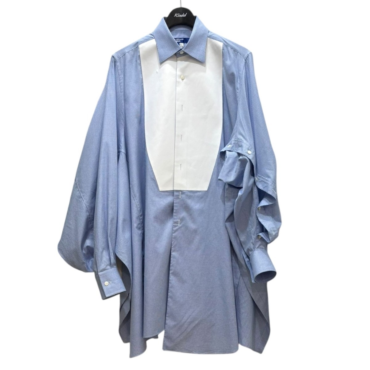 【中古】JUNYA WATANABE MAN 2026SS スリーブボタンアシンメトリーシャツ WQ-B004 青碧ｘ白いこと 大いさ：L 【100526】（ジュンヤワタナベマン）