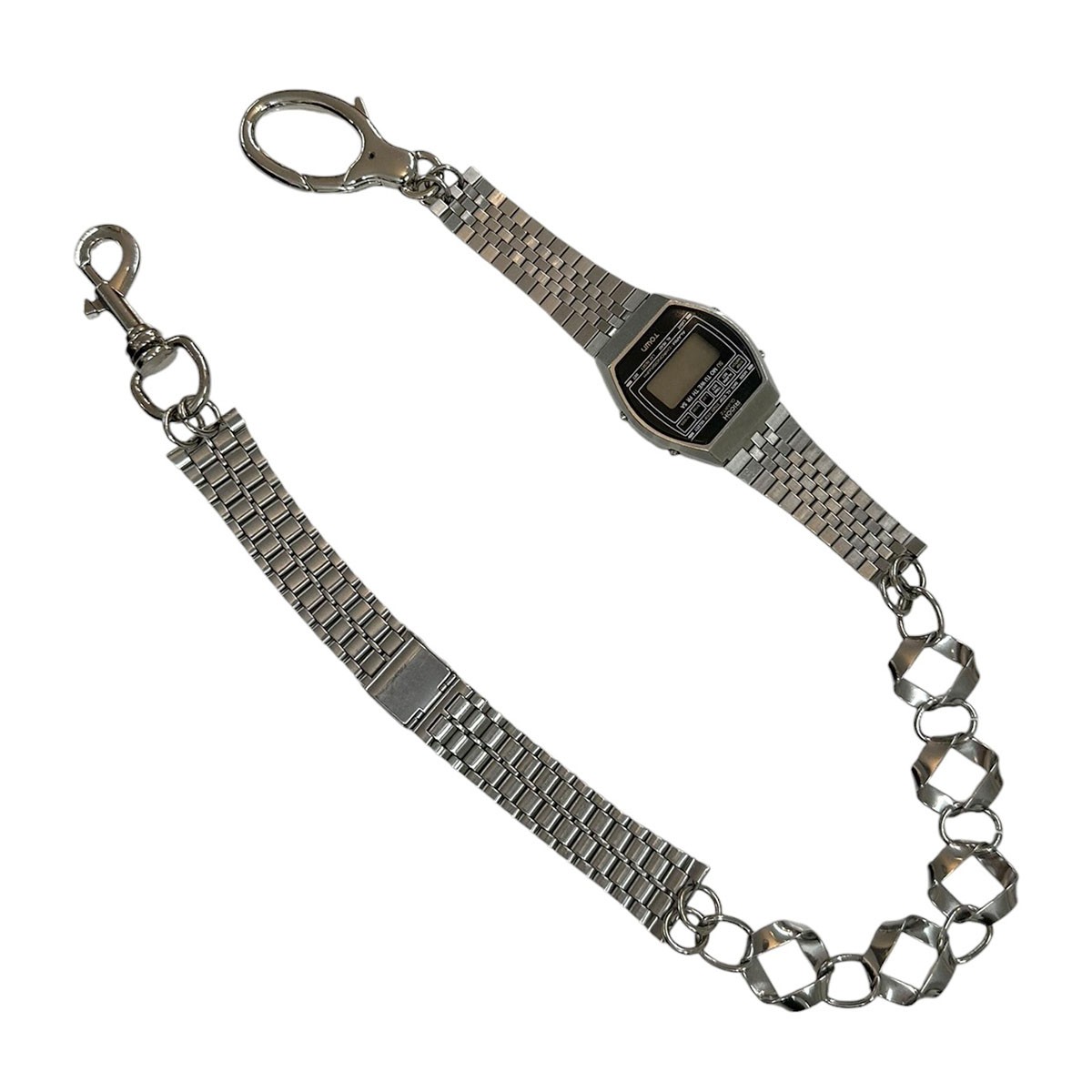 【中古】HIDAKA WATCH BELT LINKS CHAIN ヴィンテージウォッチリメイクウォレットチェーン しろがね色 【100526】（ヒダカ）