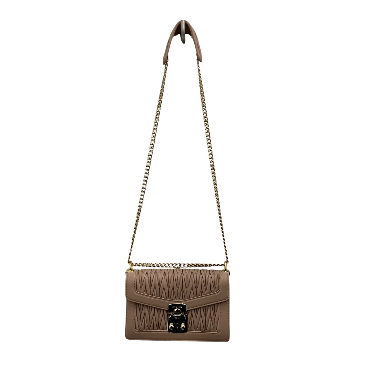 【中古】MIU MIU マテラッセショルダーバッグ 5BD083 さくら色 【100526】（ミュウミュウ）