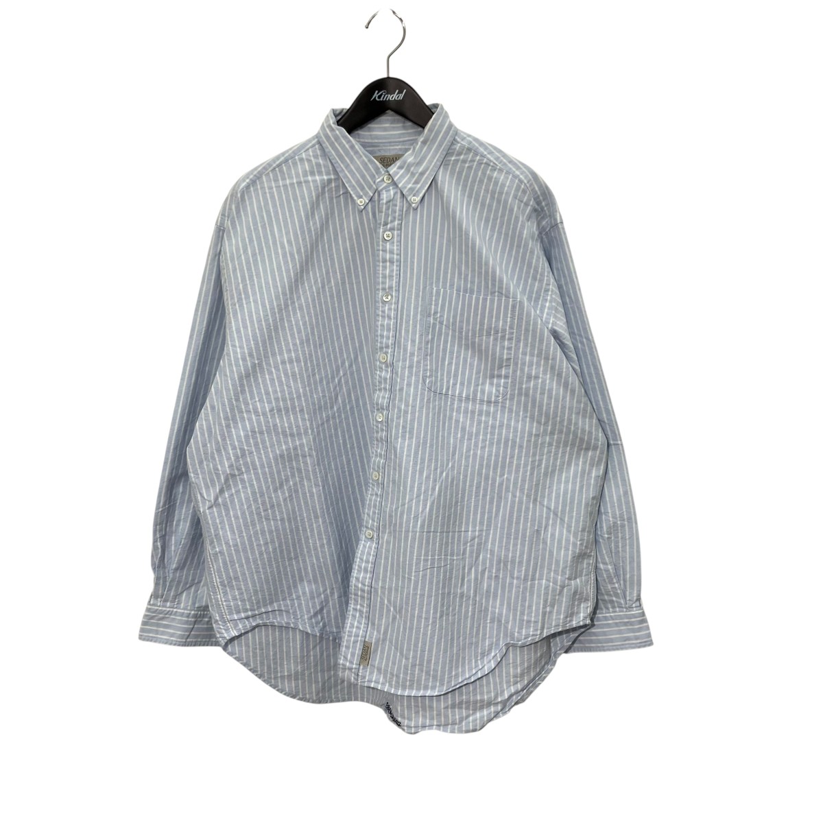 【中古】SEDAN ALL-PURPOSE Oxford Stripe Big BD Shirt 縞模様 ボタンダウンシャツ SD21F-SH01 青色×白いこと 大きさ：XL 【100526】（サルーン オールパーパス）
