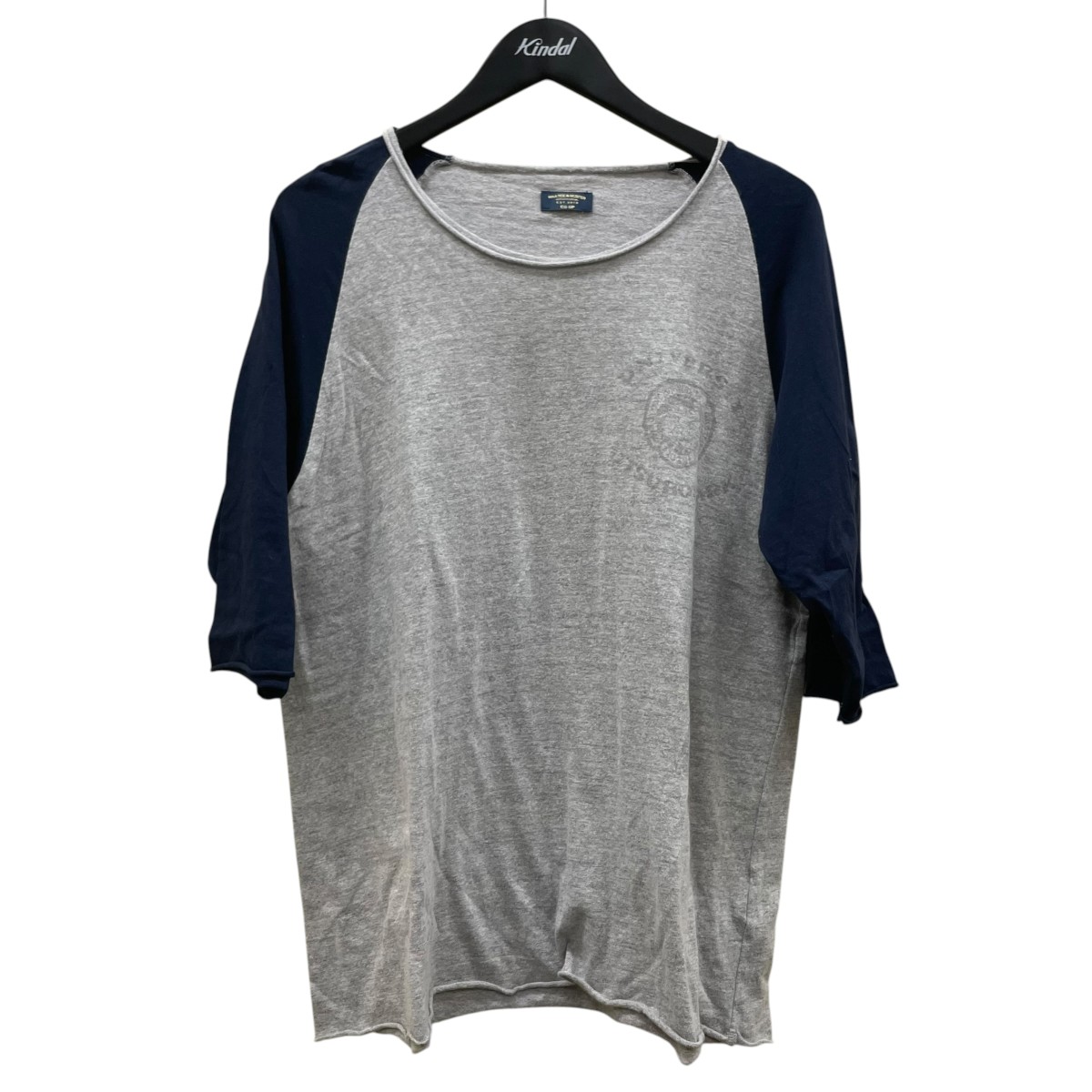 【中古】MAATEE＆SONS別注MusterWerk ラグランスリーブ 切りっぱなし コットンTシャツ MTMU4103 0801 グレー&times;ネイビー サイズ：2【価格見直し】｜ブランド古着のカインドオル