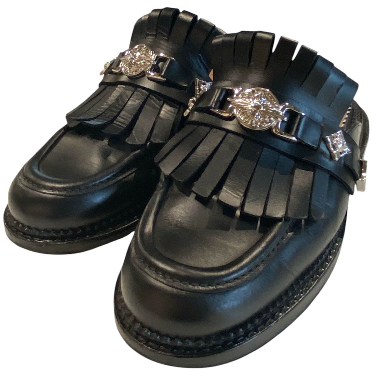【中古】TOGA PULLA 23SS ミュールローファーサンダル靴 黒いこと 大きさ：38(24糎) 【110526】（トーガプルラ）