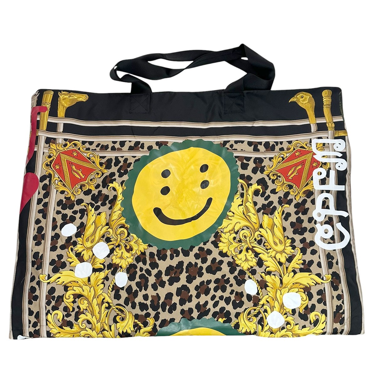 【中古】JUNYA WATANABE MAN×CACTUS PLANT FLEA MARKET 25SS シルクスカーフプリントビッグトート WO-K 202 黒いこと 【110526】（ジュンヤワタナベマン×カクタスプラントフリーマーケット）