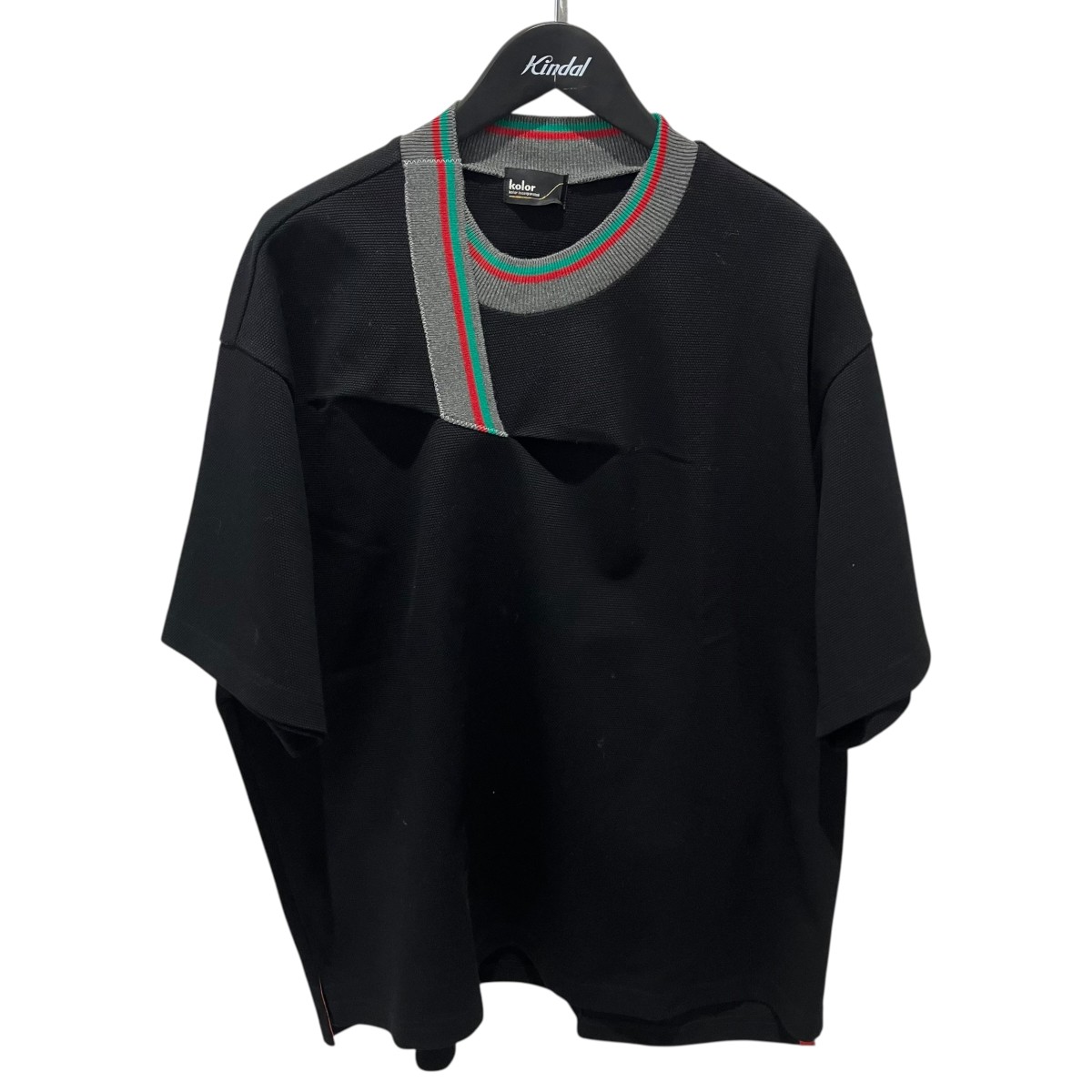 【中古】kolor/BEACON鹿の子ドッキングTシャツ Tシャツ 23WCM-T06203 ブラック サイズ:2【価格見直し】|ブランド古着のカインドオル