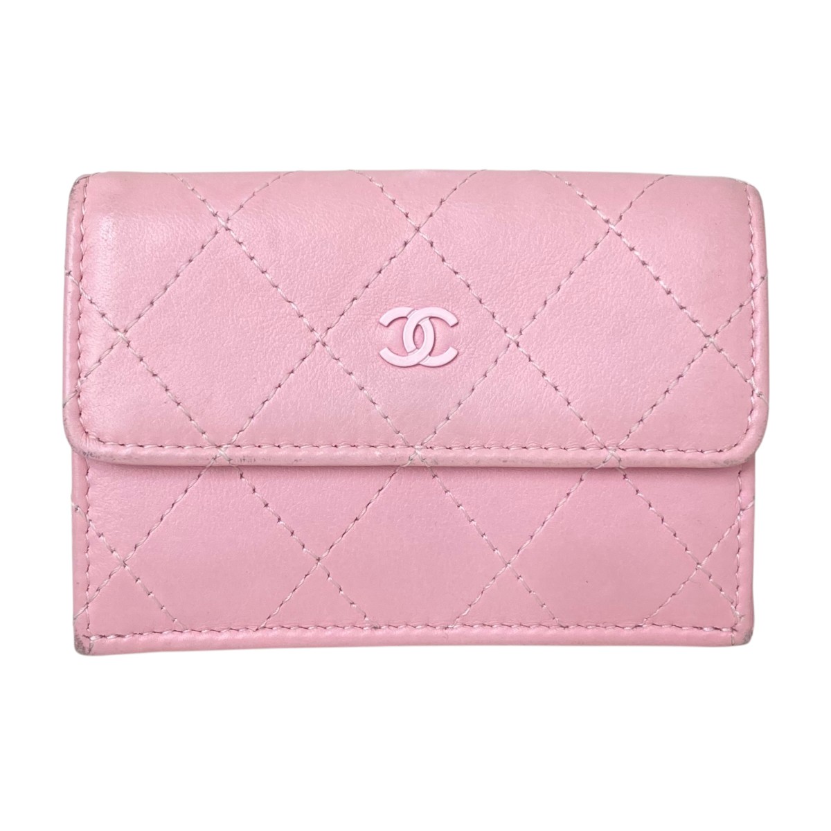 【中古】CHANEL　マトラッセココマークスモールウォレット ピンク 【120526】（シャネル）｜ブランド古着のカインドオル