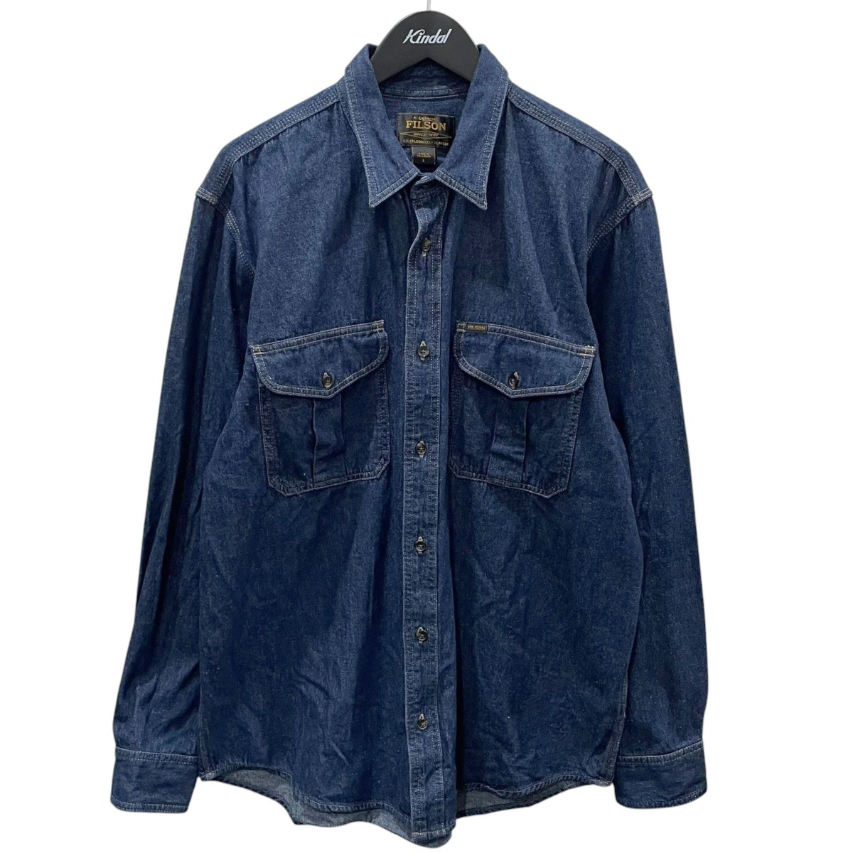 【中古】\u003cBR\u003eFILSON\u003cBR\u003eリンスインディゴ産業ジーンズティーシャツ Denim Guide Shirt デニムガイドシャツ 20291981 インディゴ 大いさ：L\u003cBR\u003e【通貨価値思いなおす】