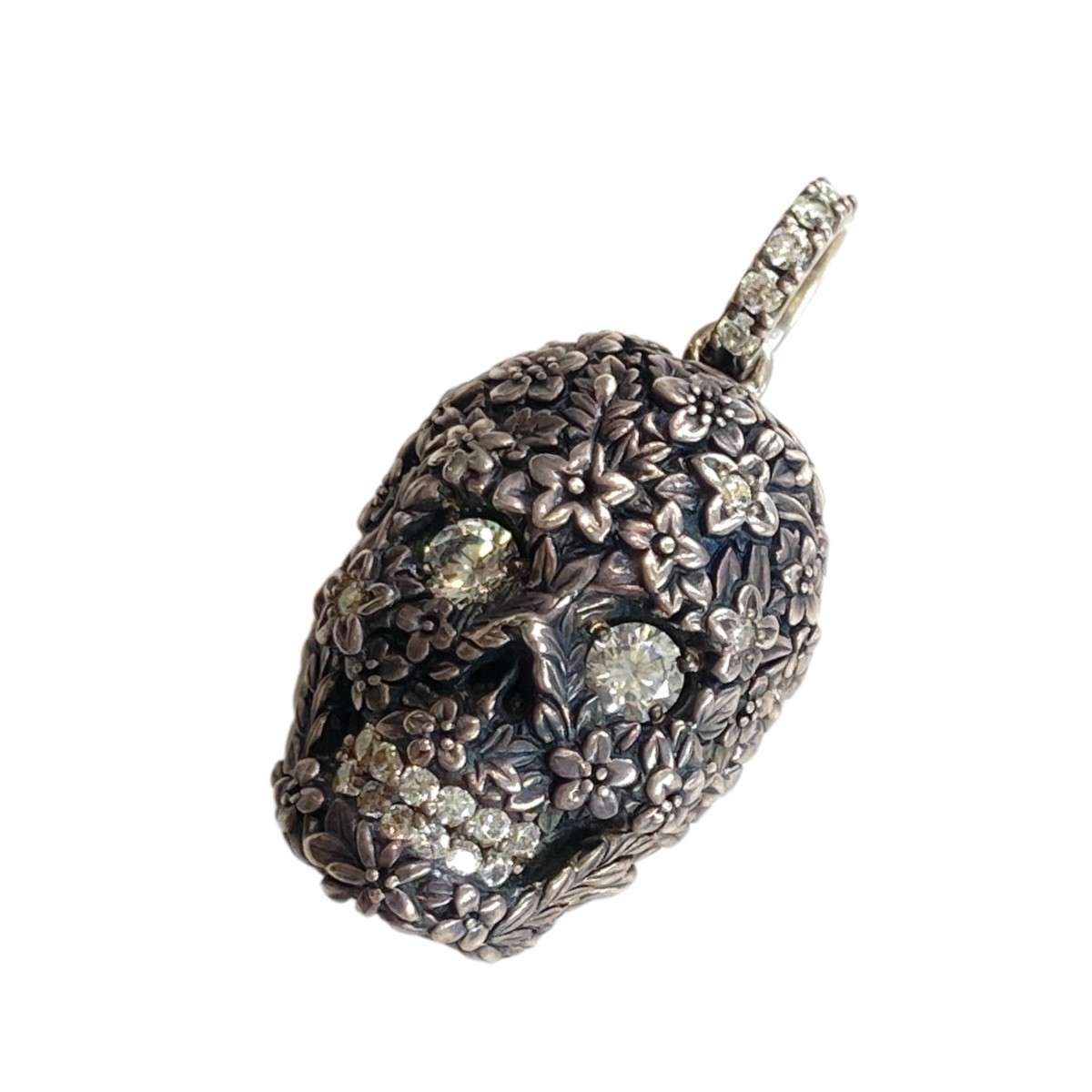 【中古】\u003cBR\u003eJUSTIN DAVIS\u003cBR\u003eJ×U FLORAL SKULL フローラル スカル シャンデリヤとっ始め しろがね色\u003cBR\u003e【通貨価値思いなおす】