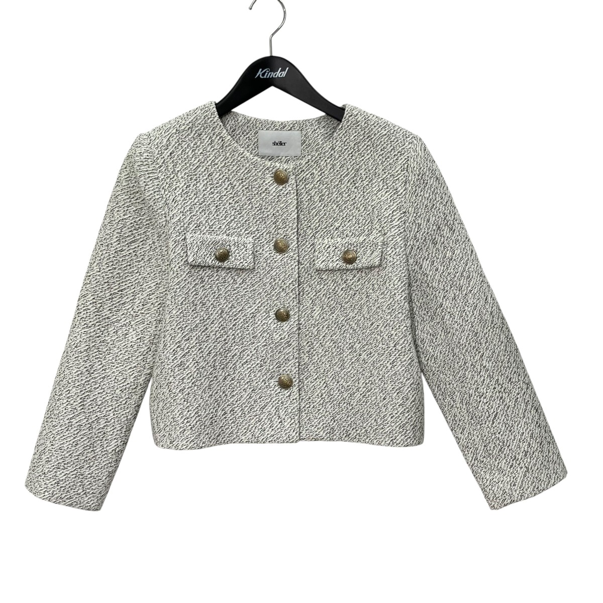 【中古】sheller Glitter tweed jacket ツィード上衣 SL01032MK230 ともし火薄墨色 大いさ：Free 【120526】（シェリエ） レディースファッション-コート・ジャケット