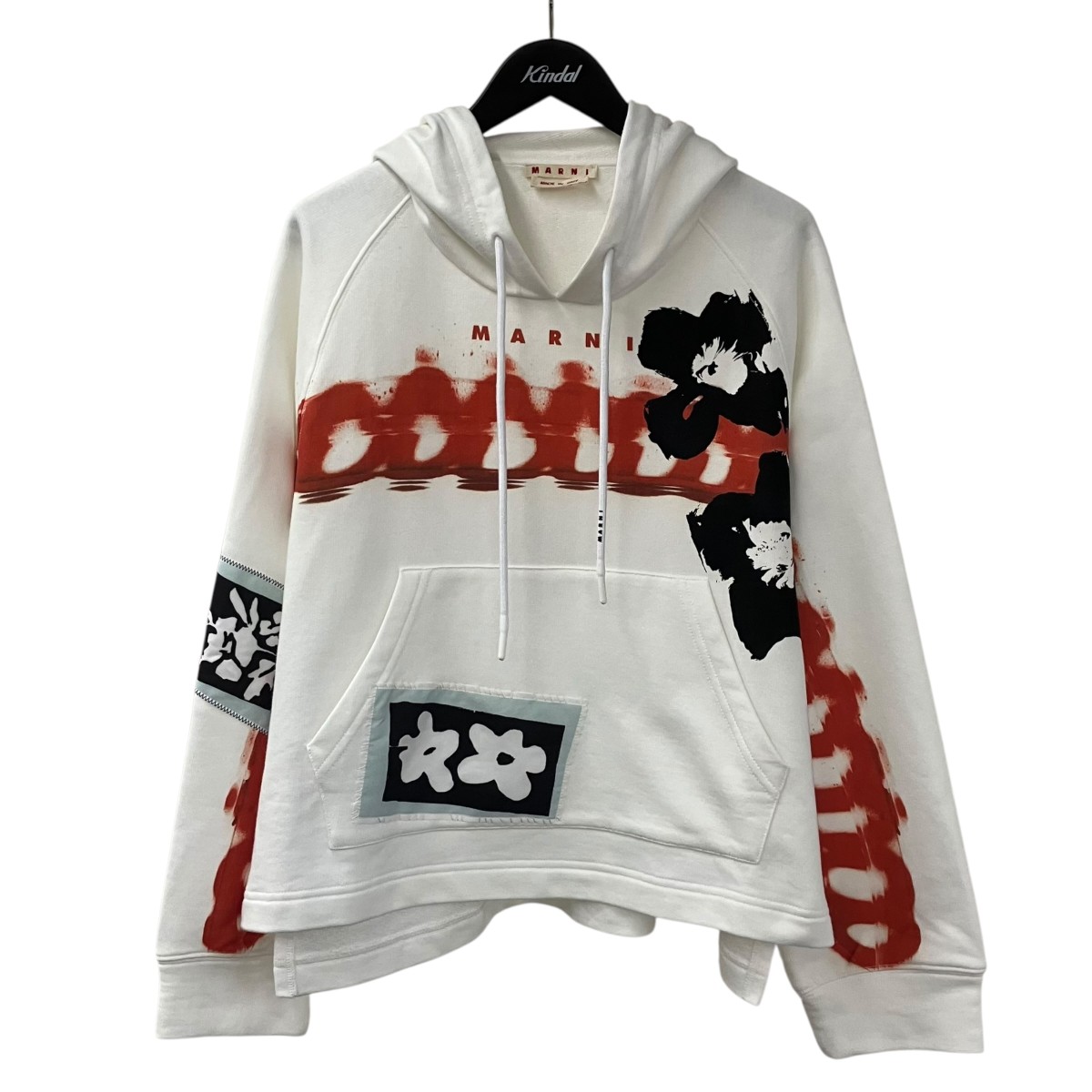 【中古】\u003cBR\u003eMARNI\u003cBR\u003e25AW FLJE0233P0 御花刷り上げる ティーシャツパーカー 白いこと×赤いこと 大きさ：40\u003cBR\u003e【通貨価値思いなおす】